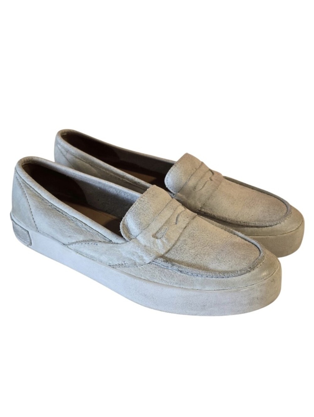 Blackstone JL23 Suede Loafer Sneakers White Gray Soft Leather Comfy Flats